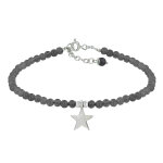 Les poulettes bijoux - bracelet etoile argent et perles agate - classics - noir