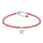 Les poulettes bijoux - bracelet etoile argent et perles agate - classics - rouge