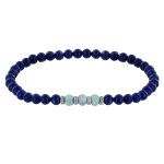 Les poulettes bijoux - bracelet femme perles lapis lazuli trois anneaux de larimar e