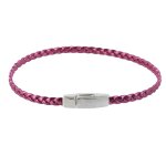 Les poulettes bijoux - bracelet femme tresse plate en cuir brillant fermoir aimant�