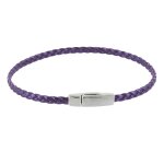 Les poulettes bijoux - bracelet femme tresse plate en cuir brillant fermoir aimant�