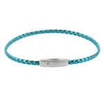 Les poulettes bijoux - bracelet femme tresse plate en cuir brillant fermoir aimant�