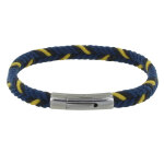 Les poulettes bijoux - bracelet homme chevron bleu fonc� jaune noir