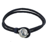 Les poulettes bijoux - bracelet homme cuir et balle de tennis - bleu navy
