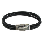 Les poulettes bijoux - bracelet homme cuir rond fermoir acier inoxydable - classics