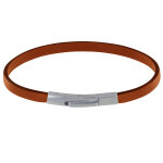 Les poulettes bijoux bracelet homme cuir simple fermoir acier inoxydable - 20cm - or