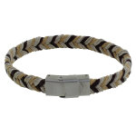 Les poulettes bijoux - bracelet homme lin tricolore tress� plat fermoir acier inoxyd