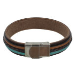 Les poulettes bijoux - bracelet homme manchette marron fonc� cuir marron clair et tu