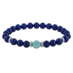 Les poulettes bijoux - bracelet homme perles lapis lazuli et perle de larimar