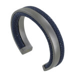 Les poulettes bijoux - bracelet homme rhodium noir et cuir - azur