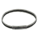 Les poulettes bijoux - bracelet homme tresse en lin noir et beige