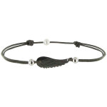 Les poulettes bijoux - bracelet lien aile d'ange nacre grise - classics - gris