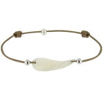 Les poulettes bijoux - bracelet lien aile d'ange nacre ivoire - classics - beige cla