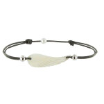 Les poulettes bijoux - bracelet lien aile d'ange nacre ivoire - classics - gris