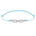Les poulettes bijoux - bracelet lien argent deux petites ailes d'ange ajour�es - ble
