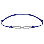 Les poulettes bijoux - bracelet lien argent deux petites ailes d'ange ajour�es - bleu
