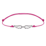 Les poulettes bijoux - bracelet lien argent deux petites ailes d'ange ajour�es - fuc