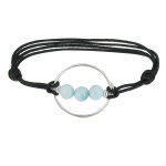 Les poulettes bijoux - bracelet lien cercle argent et trois perles de larimar - clas