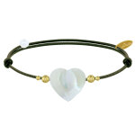 Les poulettes bijoux - bracelet lien coeur de maman nacre et perles en or - classics
