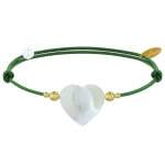 Les poulettes bijoux - bracelet lien coeur de maman nacre et perles en or - classics