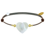 Les poulettes bijoux - bracelet lien coeur de maman nacre et perles en or - classics