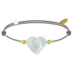 Les poulettes bijoux - bracelet lien coeur de maman nacre et perles en or - classics