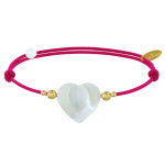 Les poulettes bijoux - bracelet lien coeur de maman nacre et perles en or - colors -