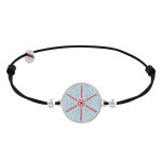 Les poulettes bijoux - bracelet lien elastique noir m�daille argent rhodi� flocon �m