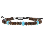 Les poulettes bijoux - bracelet lien homme perles plates kingman turquoise et bronzi