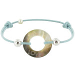Les poulettes bijoux - bracelet lien love les poulettes nacre et argent - colors - b