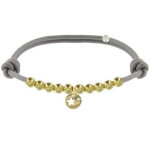 Les poulettes bijoux - bracelet lien m�daille etoile et perles plaqu�es or - classic