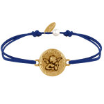 Les poulettes bijoux - bracelet lien m�daille ronde martel�e laiton dor� ange rapha�