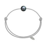 Les poulettes bijoux - bracelet lien perle de tahiti - gris clair