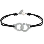 Les poulettes bijoux - bracelet lien plaqu� argent grandes liaisons - noir