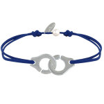 Les poulettes bijoux - bracelet lien plaqu� argent grandes liaisons - bleu navy