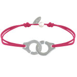 Les poulettes bijoux - bracelet lien plaqu� argent grandes liaisons - fuchsia
