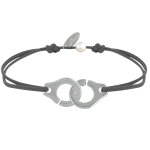 Les poulettes bijoux - bracelet lien plaqu� argent grandes liaisons - gris