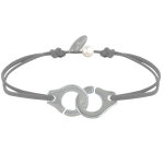 Les poulettes bijoux - bracelet lien plaqu� argent grandes liaisons - gris clair