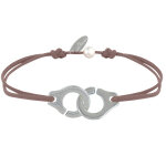 Les poulettes bijoux - bracelet lien plaqu� argent grandes liaisons - marron clair