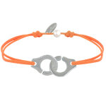 Les poulettes bijoux - bracelet lien plaqu� argent grandes liaisons - orange