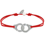 Les poulettes bijoux - bracelet lien plaqu� argent grandes liaisons - rouge