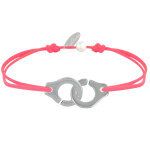 Les poulettes bijoux - bracelet lien plaqu� argent grandes liaisons - rouge fluo