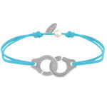 Les poulettes bijoux - bracelet lien plaqu� argent grandes liaisons - turquoise