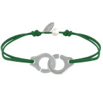 Les poulettes bijoux - bracelet lien plaqu� argent grandes liaisons - vert fonc�