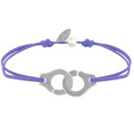 Les poulettes bijoux - bracelet lien plaqu� argent grandes liaisons - violet
