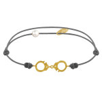Les poulettes bijoux - bracelet lien plaqu� or petites menottes - gris