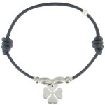 Les poulettes bijoux - bracelet lien tr�fle argent 925 - bleu navy