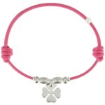 Les poulettes bijoux - bracelet lien tr�fle argent 925 - fuchsia