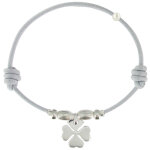Les poulettes bijoux - bracelet lien tr�fle argent 925 - gris clair