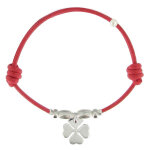 Les poulettes bijoux - bracelet lien tr�fle argent 925 - rouge